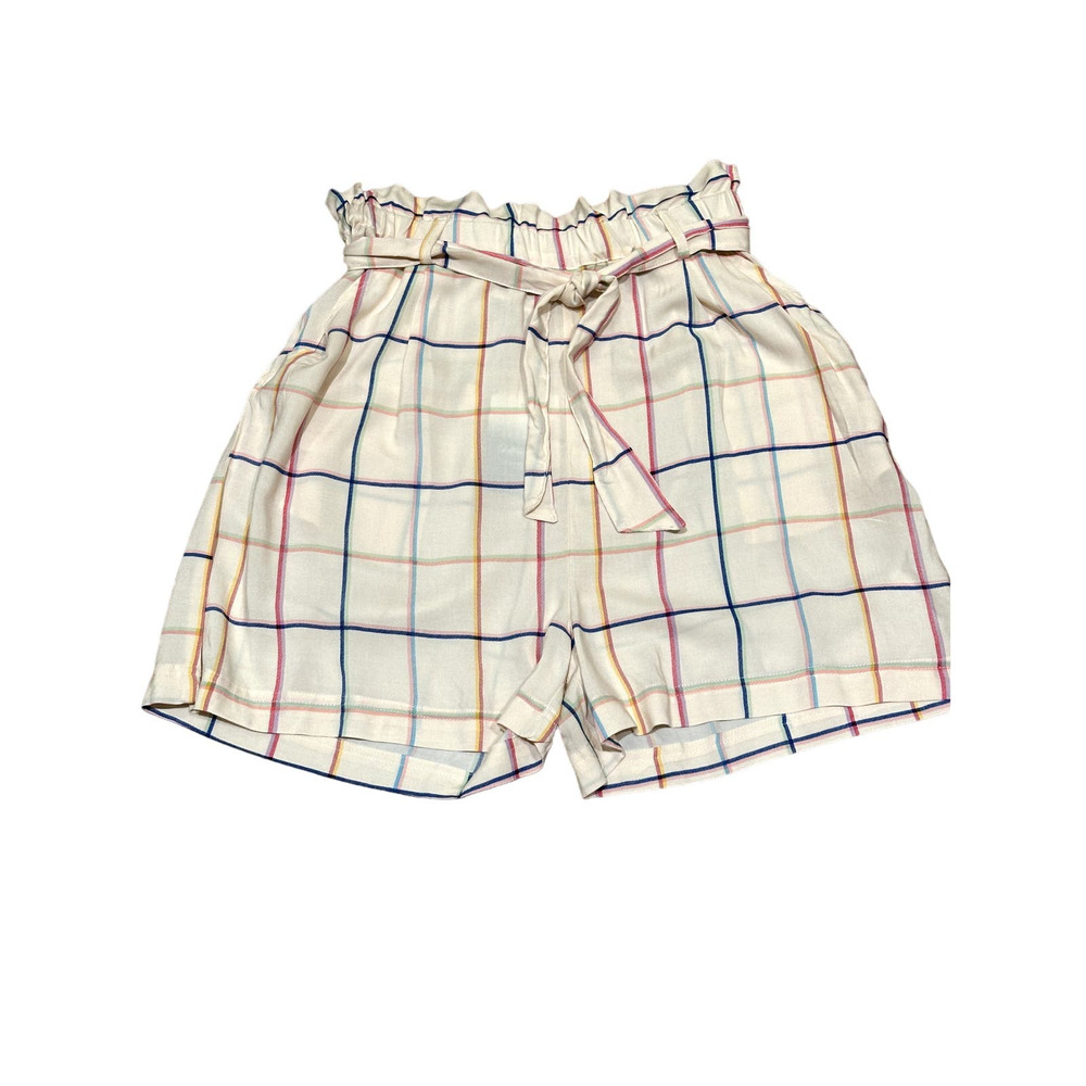 Jach’s Girlfriend Cream with Rainbow Stripped Shorts, Paperbag waist, Sz M, NWT